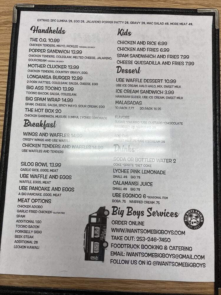 Big Boy's - Kent, WA menu_pic