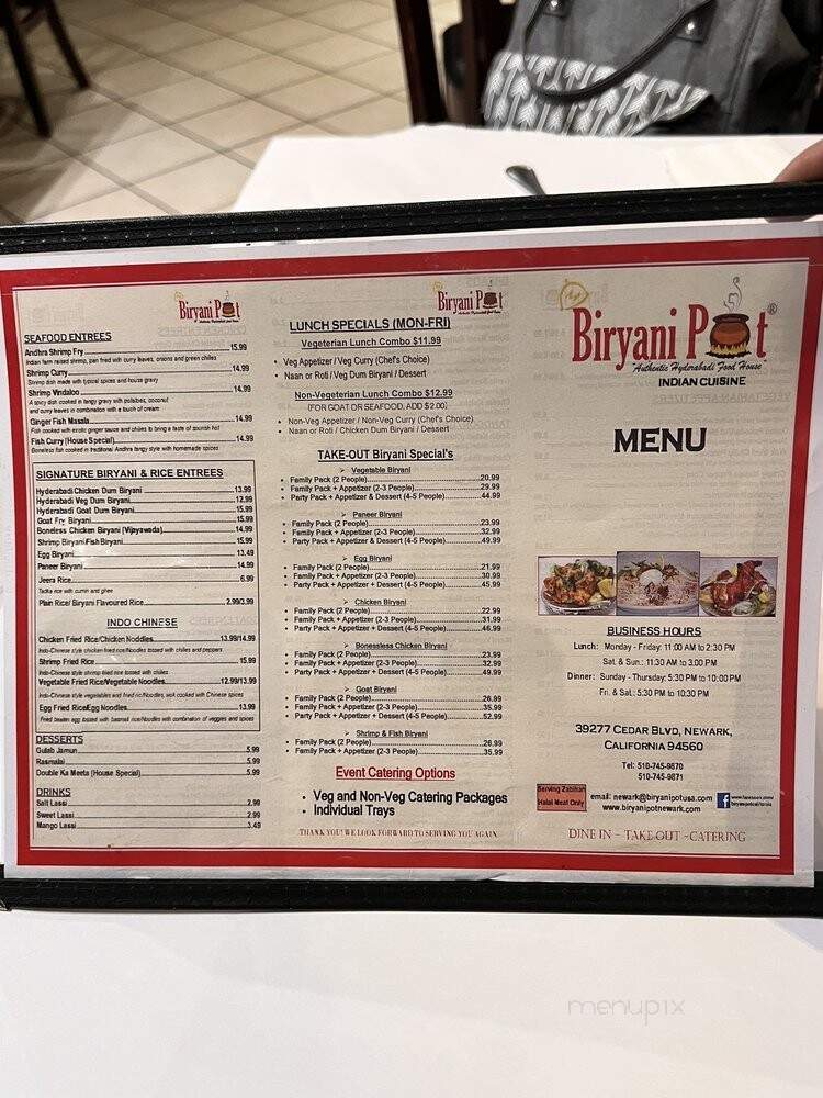 Biryani Pot - Newark, CA menu_pic