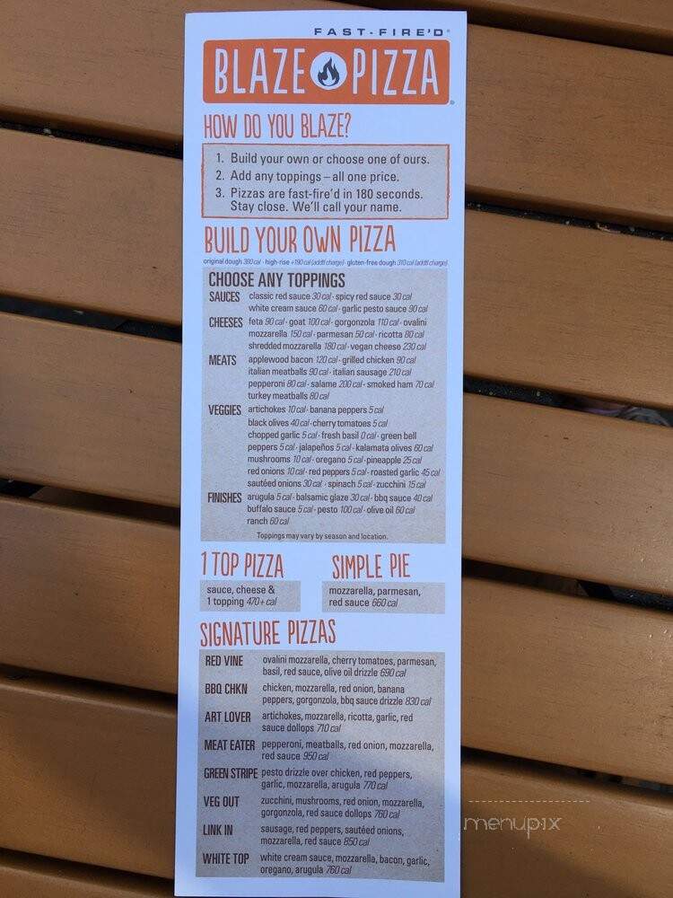 Blaze Fast-Fired Pizza - Universal City, CA menu_pic