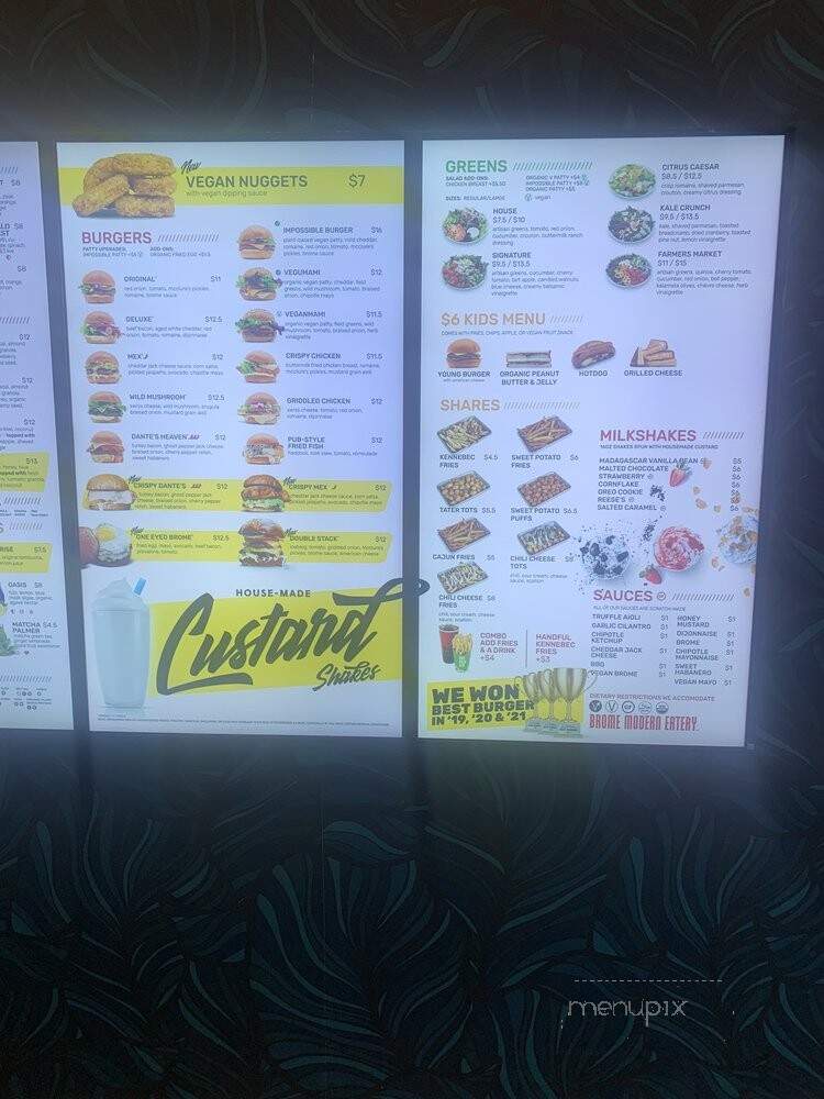 Brome Burgers & Shakes - Dearborn, MI menu_pic