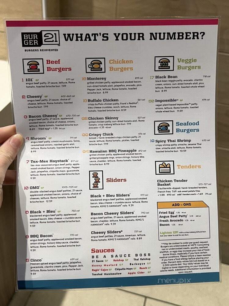 Burger 21 - Orland Park, IL menu_pic