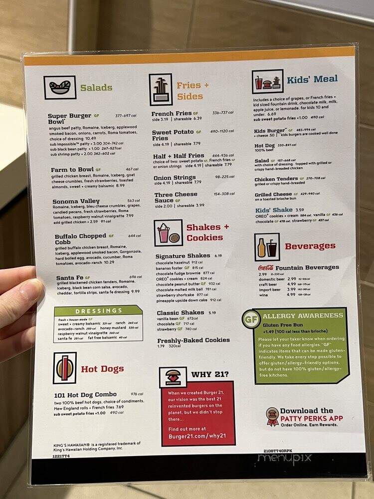 Burger 21 - Orland Park, IL menu_pic