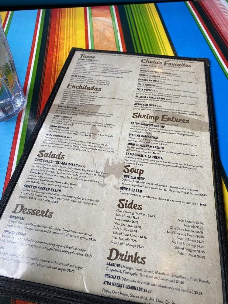 Chula's Cantina and Grill - Eugene, OR menu_pic