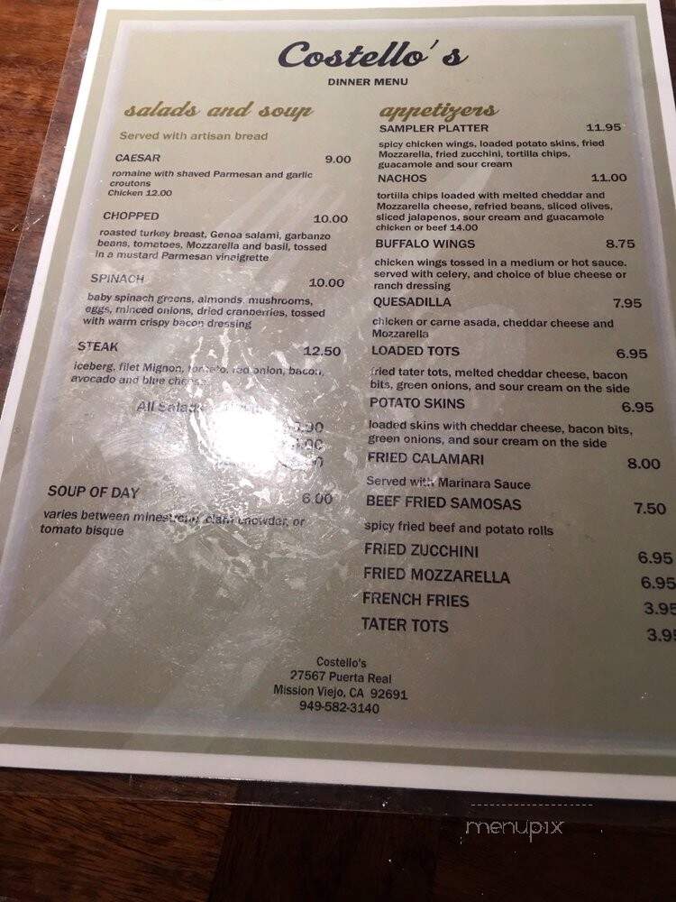 Costello's - Mission Viejo, CA menu_pic