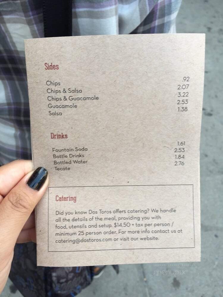 Dos Toros Taqueria - Brooklyn, NY menu_pic