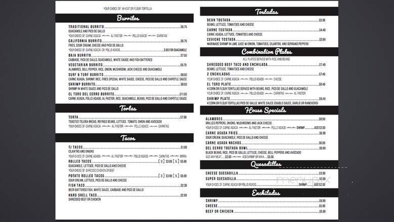 El Toro Del Cerro Taco Shop - San Diego, CA menu_pic