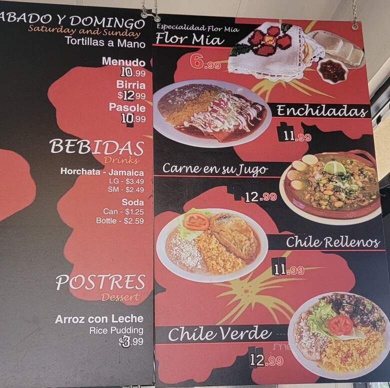 Flor Mia Sabor a Mexico - Fontana, CA menu_pic