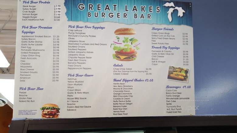 Great Lakes Burger Bar - Detroit, MI menu_pic