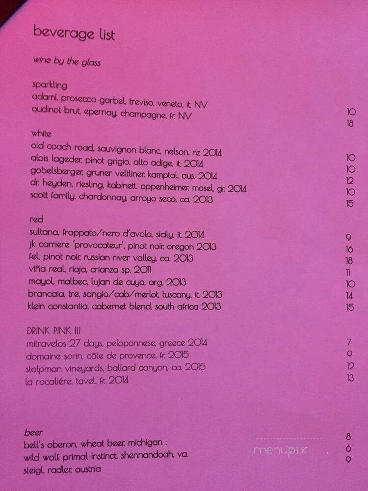 Honeysuckle - Washington, DC menu_pic