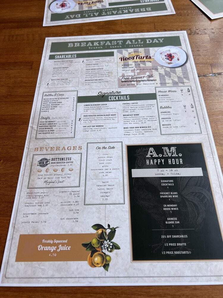 Iron Rooster - Baltimore, MD menu_pic