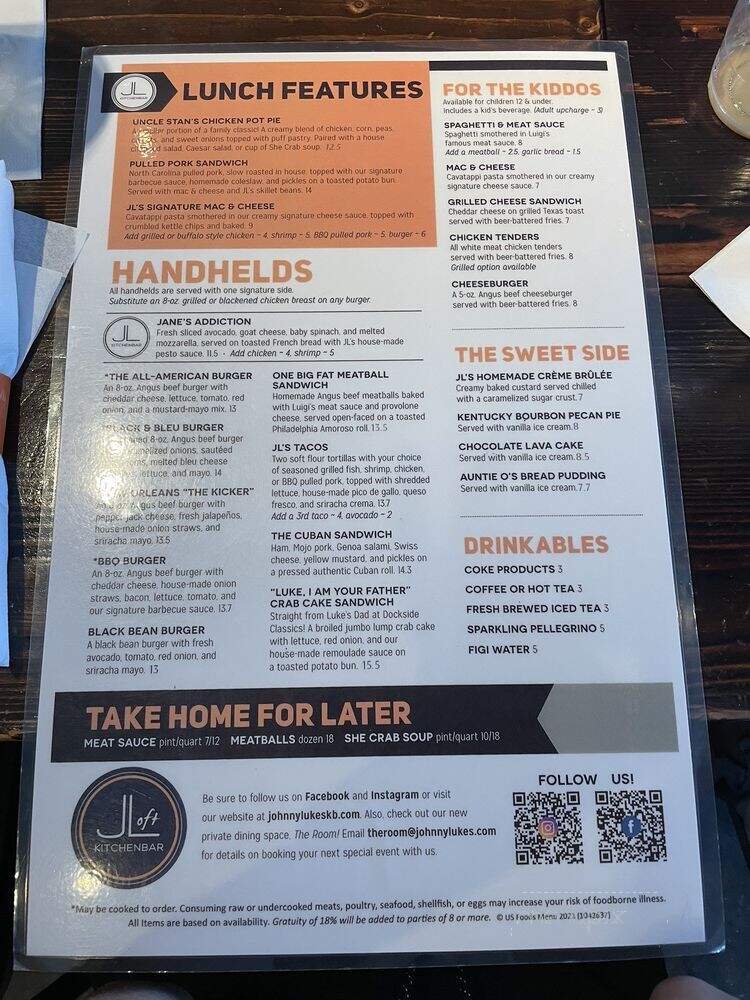JohnnyLukes KitchenBar - Wilmington, NC menu_pic