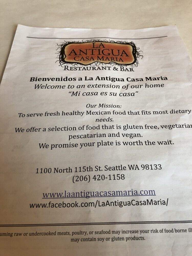 La Antigua - Seattle, WA menu_pic