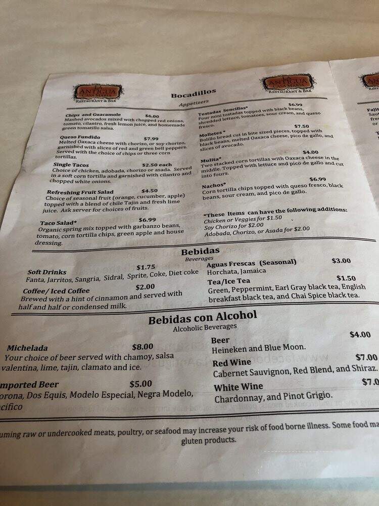 La Antigua - Seattle, WA menu_pic