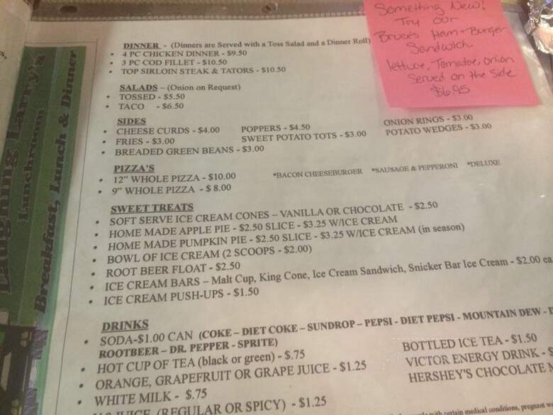 Laughing Larry's Lunch Room - Tomah, WI menu_pic