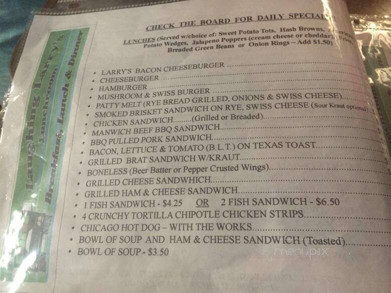 Laughing Larry's Lunch Room - Tomah, WI menu_pic