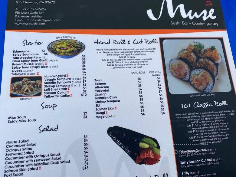 Muse Sushi Bar - San Clemente, CA menu_pic