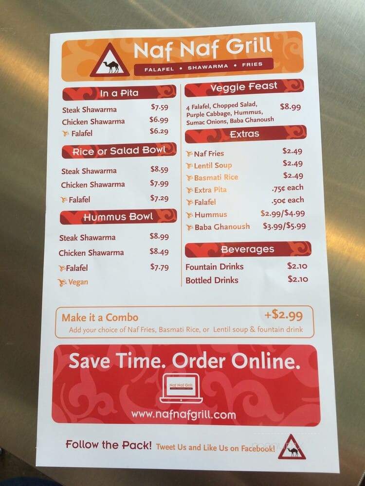 Naf Naf Grill - Oakbrook Terrace, IL menu_pic