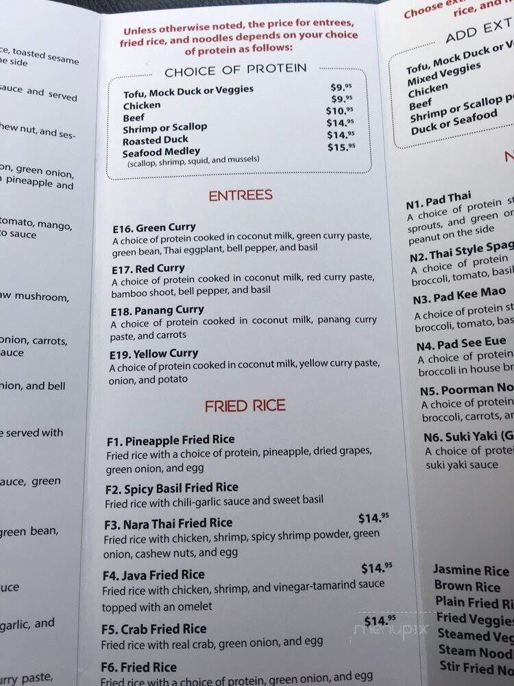 Nara Thai - Houston, TX menu_pic