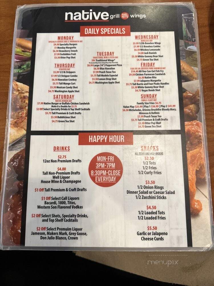 Native Grill & Wings - Tucson, AZ menu_pic