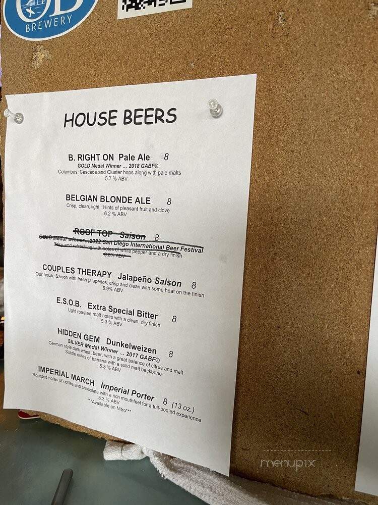 Ocean Beach Brewery - San Diego, CA menu_pic