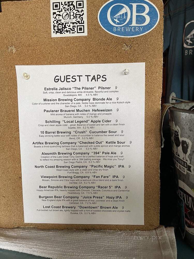 Ocean Beach Brewery - San Diego, CA menu_pic