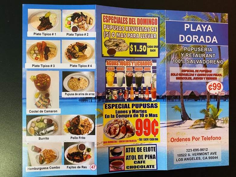 Playa Dorada Pupuseria Y Restaurant - Los Angeles, CA menu_pic