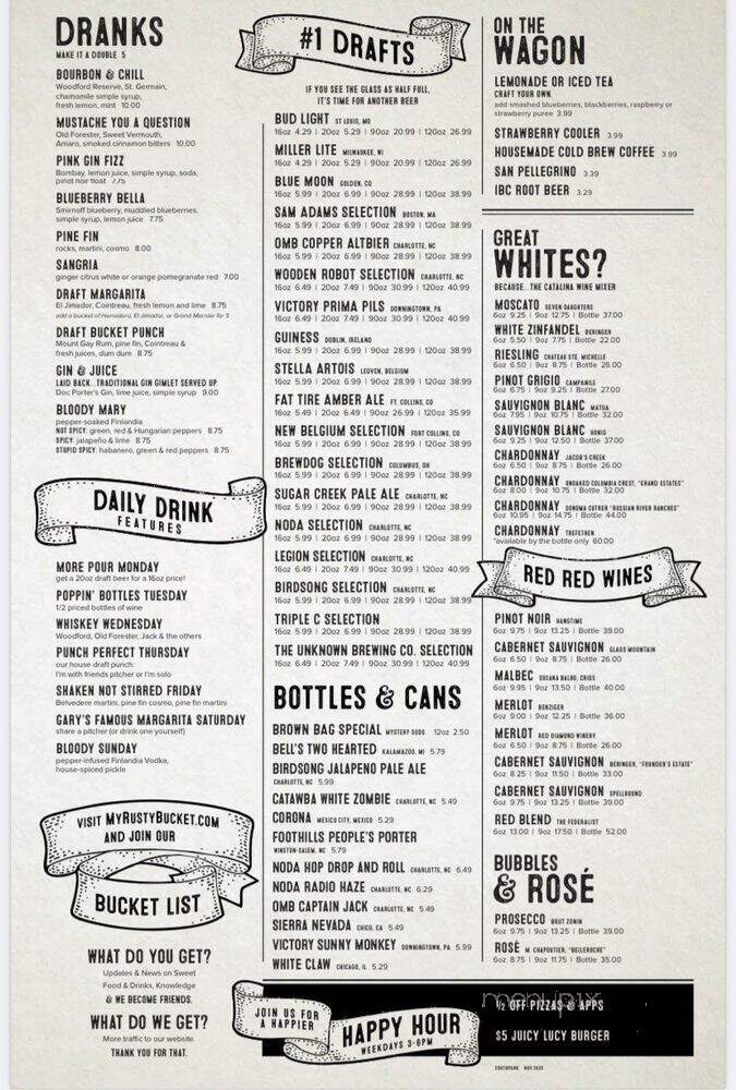 Rusty Bucket Restaurant and Tavern - Charlotte, NC menu_pic