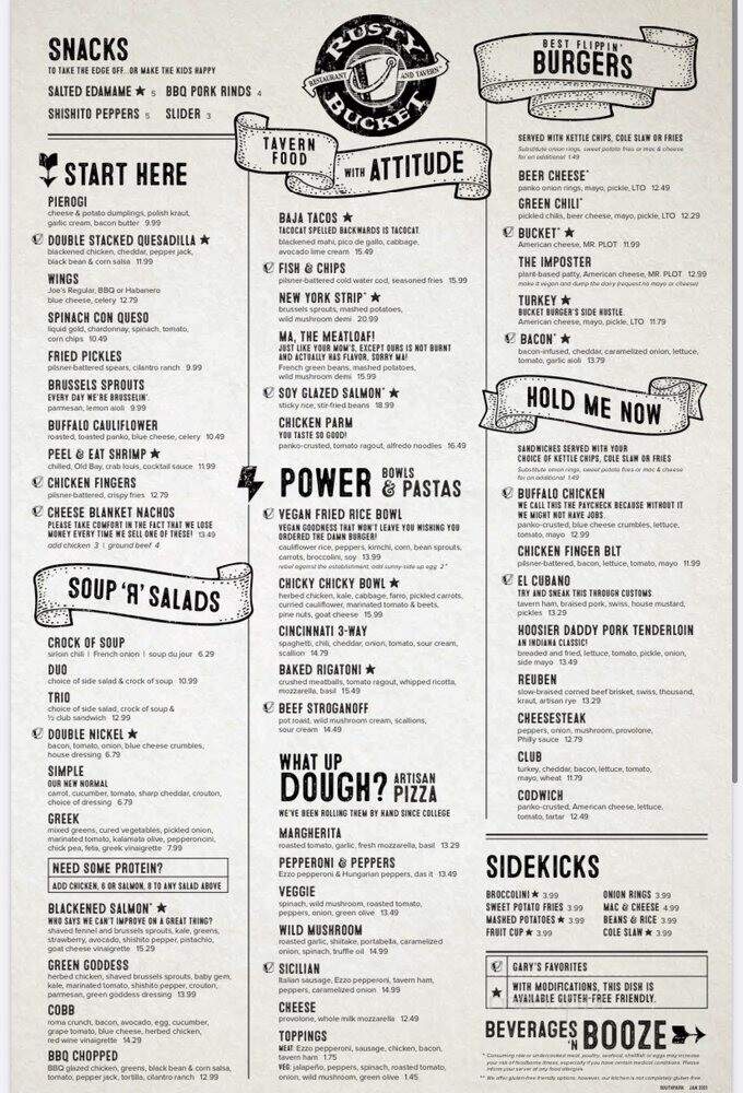 Rusty Bucket Restaurant and Tavern - Charlotte, NC menu_pic