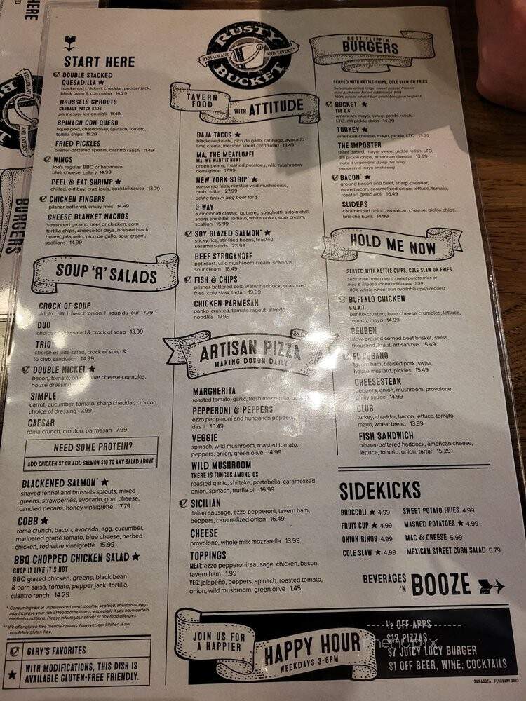 Rusty Bucket Restaurant and Tavern - Sarasota, FL menu_pic