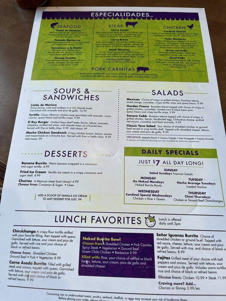 Senor Iguanas - Louisville, KY menu_pic