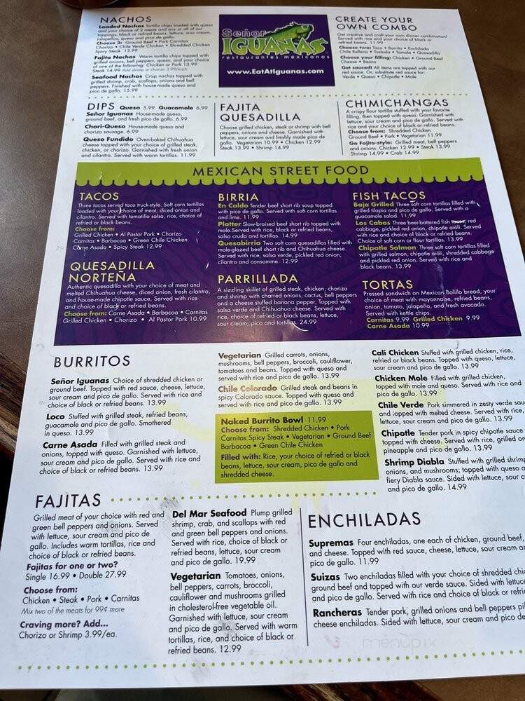 Senor Iguanas - Louisville, KY menu_pic