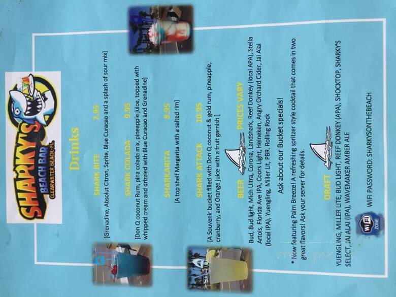 Sharky's Beach Bar - Tampa Bay, FL menu_pic