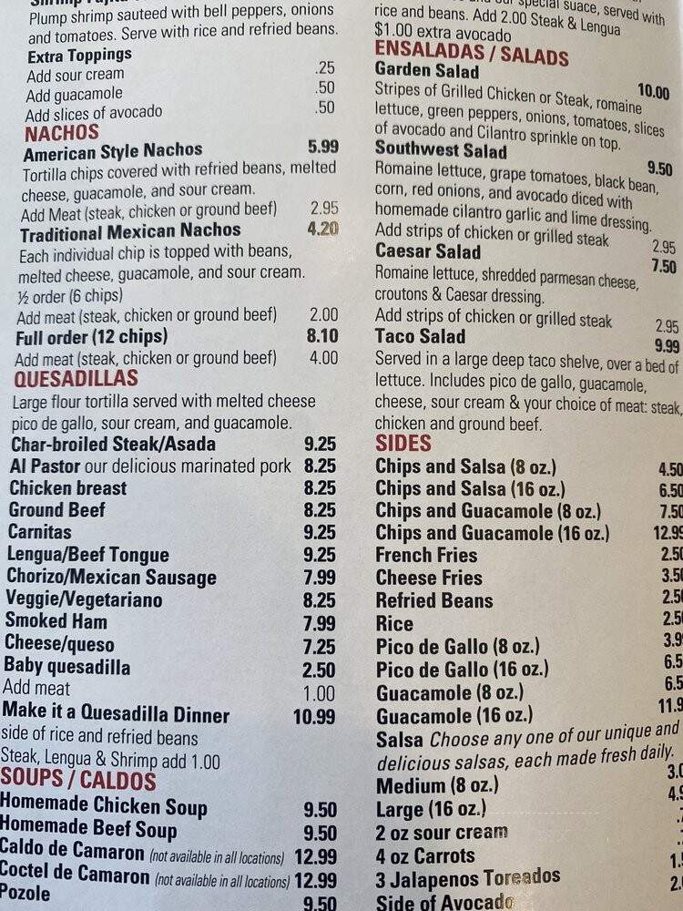 Taco Diner - Lisle, IL menu_pic