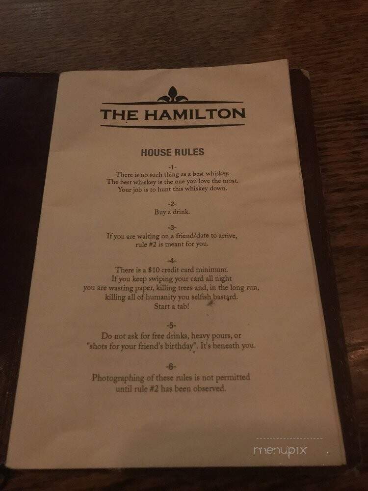 The Hamilton - New York, NY menu_pic