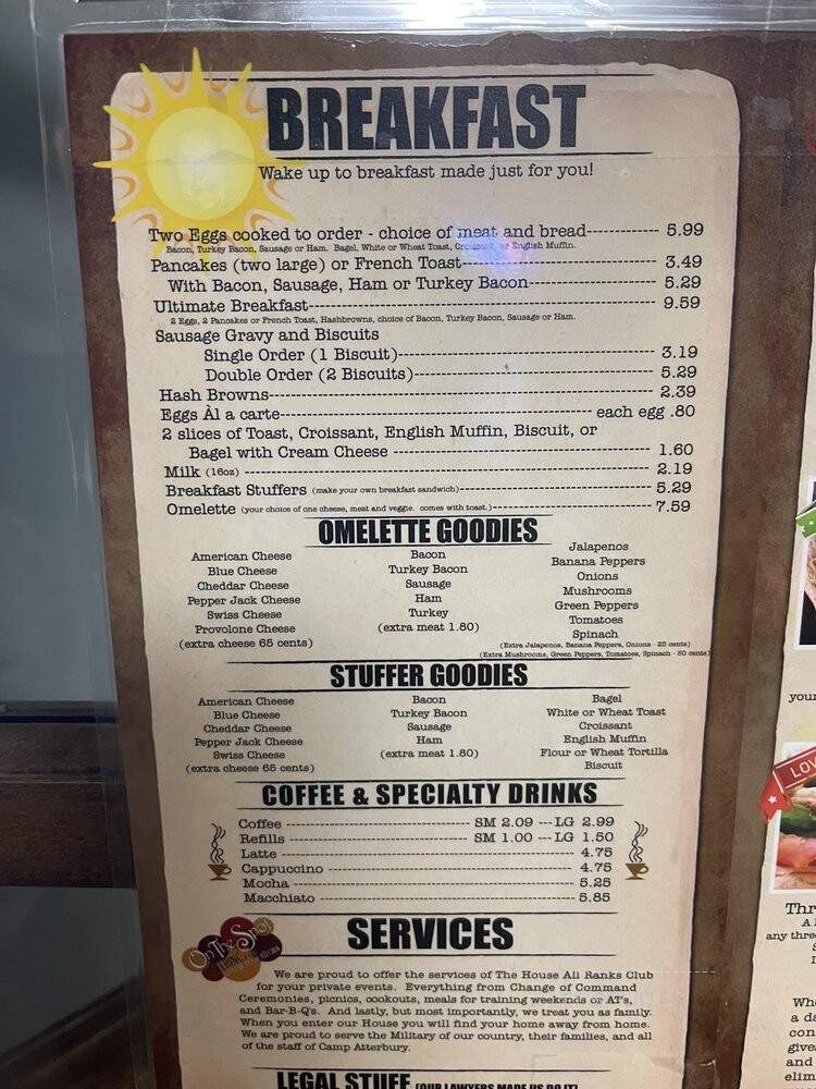 The House, All Ranks Club! - Nineveh, IN menu_pic