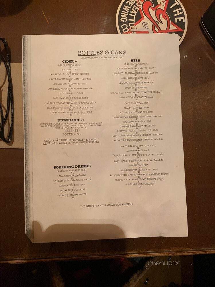The Independent Beer Bar - Everett, WA menu_pic