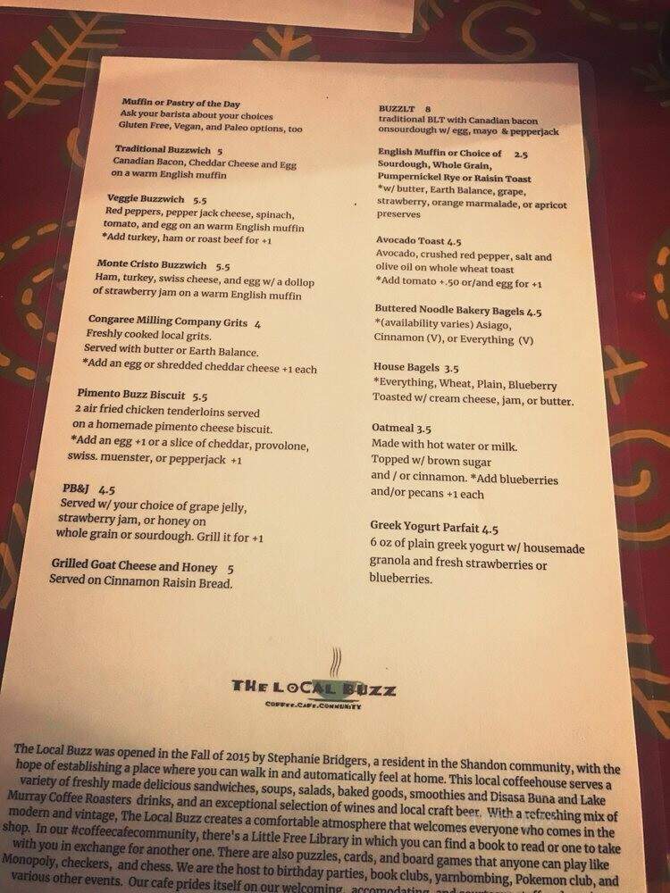 The Local Buzz - Columbia, SC menu_pic