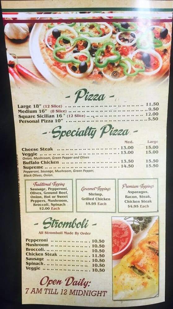 The Pizza Place - Philadelphia, PA menu_pic