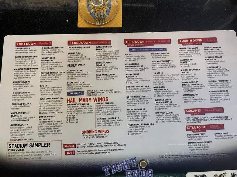 Tight Ends Sports Bar & Grill - Plano, TX menu_pic