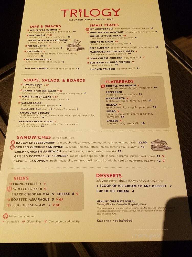 Trilogy Restaurant - Chapel Hill, NC menu_pic