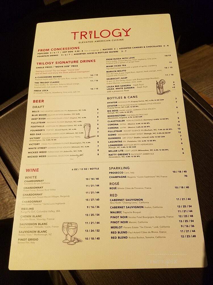 Trilogy Restaurant - Chapel Hill, NC menu_pic