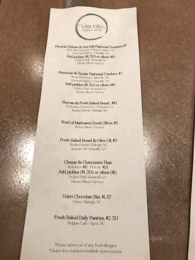 Vita Vite - Raleigh, NC menu_pic