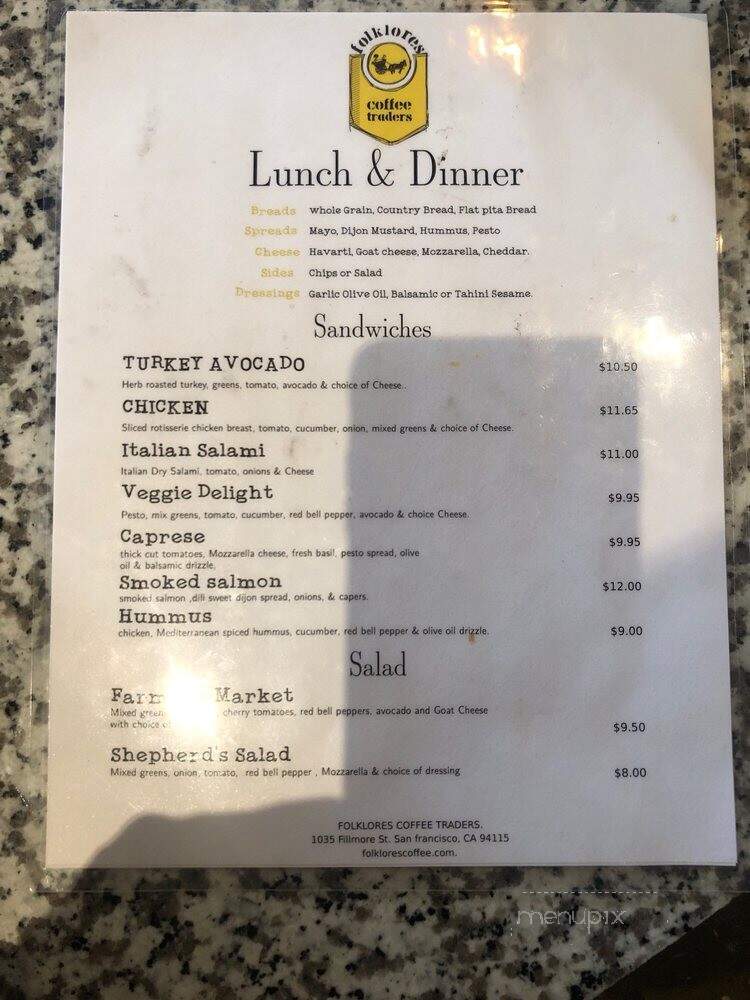 Zo11 Coffee - San Francisco, CA menu_pic