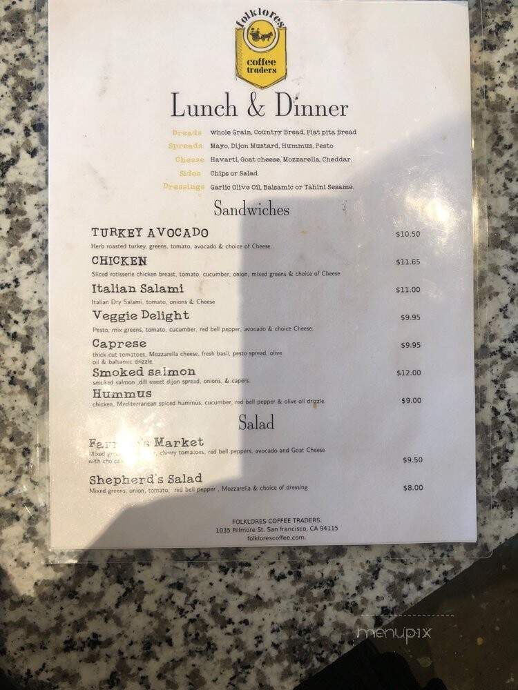 Zo11 Coffee - San Francisco, CA menu_pic