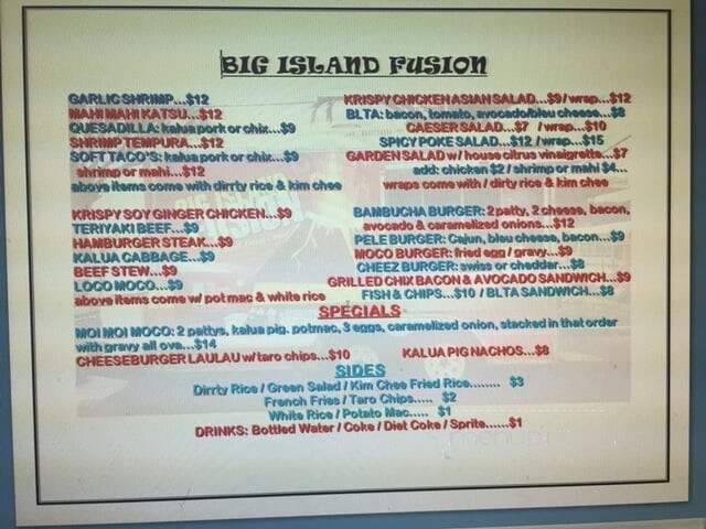 Big Island Fusion - Keaau, HI menu_pic