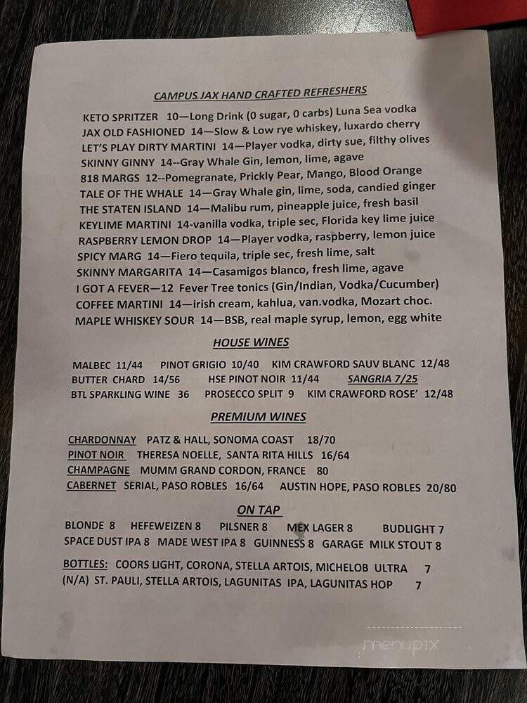 Campus JAX - Newport Beach, CA menu_pic