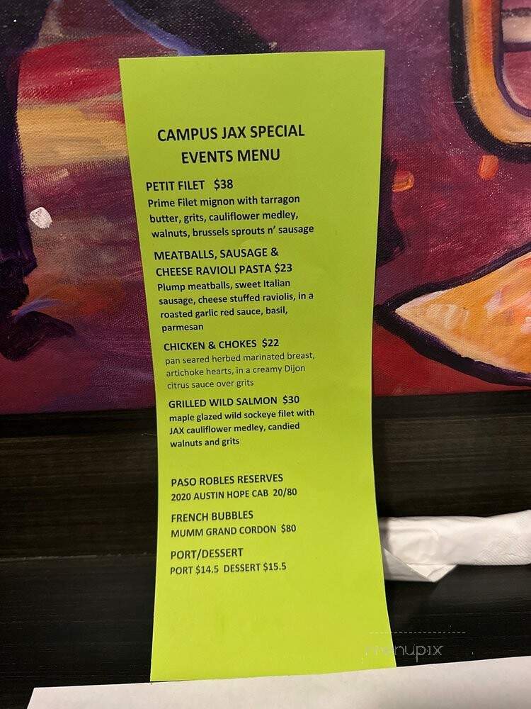 Campus JAX - Newport Beach, CA menu_pic