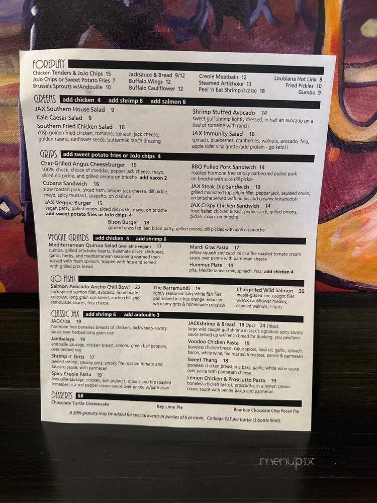 Campus JAX - Newport Beach, CA menu_pic