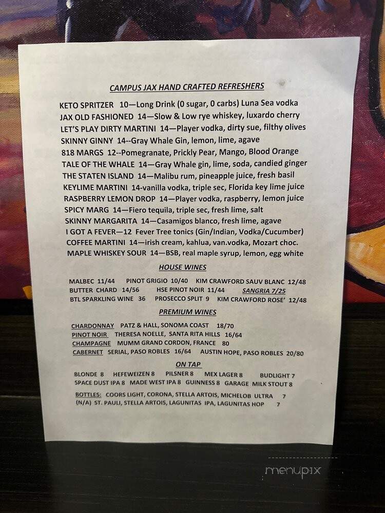 Campus JAX - Newport Beach, CA menu_pic