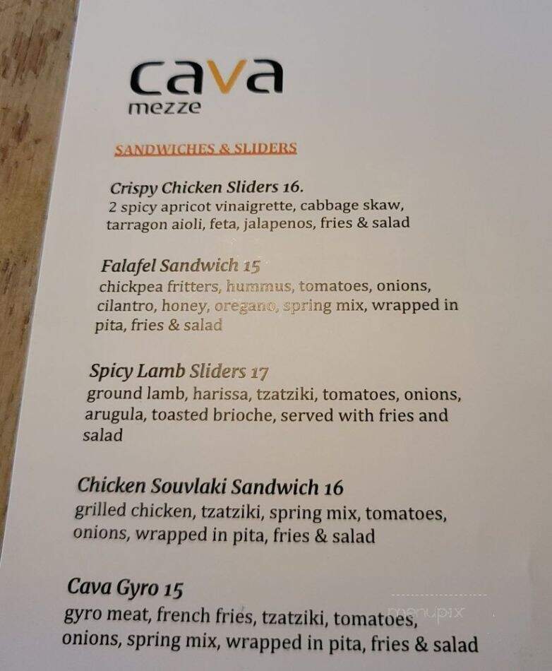 Cava Mezze - Olney, MD menu_pic